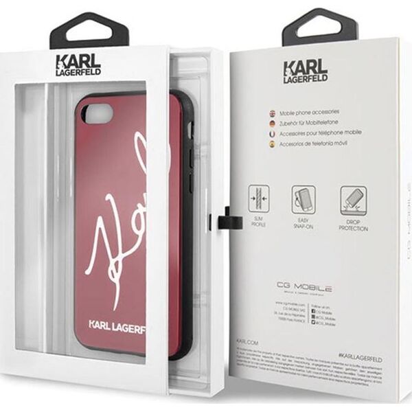 Karl Lagerfeld Karl Lagerfeld KLHCI8DLKSRE iPhone 7/8 czerwony/red hard case Signature Glitter