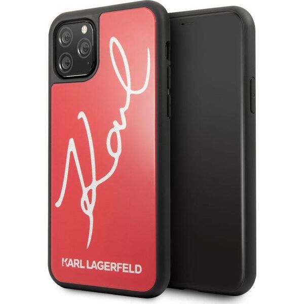 Karl Lagerfeld Karl Lagerfeld iPhone 11 Pro KLHCN58DLKSRE czerwony hard case Signature Glitter