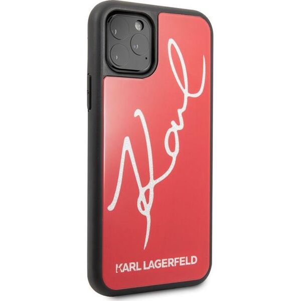 Karl Lagerfeld Karl Lagerfeld iPhone 11 Pro KLHCN58DLKSRE czerwony hard case Signature Glitter