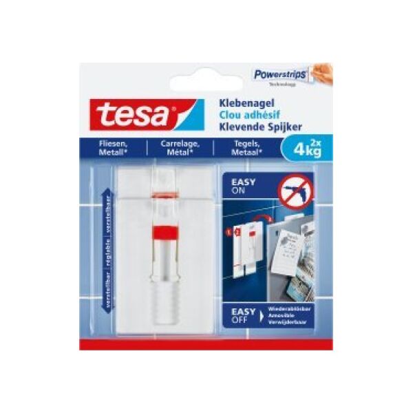 Tesa 1x2 Tesa Adjustable Adhesive Nail for Tiles & Metal 4kg 77767