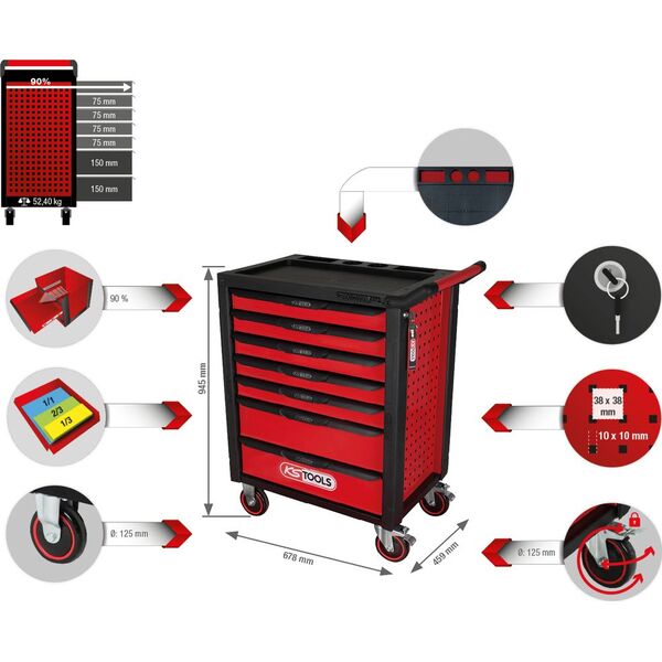 Wózek narzędziowy KS Tools 7 szuflad  (826.0007)