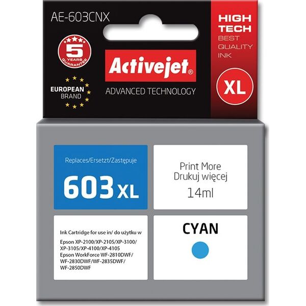 Tusz Activejet Tusz 603XL Cyan (AE-603CNX)