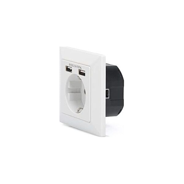 Digitus Assmann SOCKET WITH 2X USB PORTS/SAFETY WALL OUTLET 5V2.1A WHITE