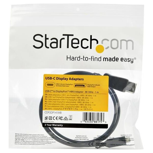 Kabel USB StarTech USB-C - DisplayPort 1 m Czarny (CDP2DP141MB)