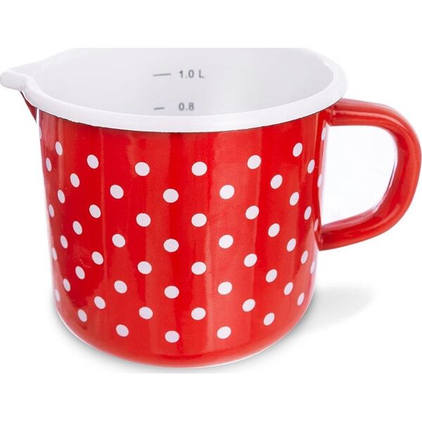 Orion Kubek emaliowany retro 1,2L CZERWONY W GROCHY uniwersalny