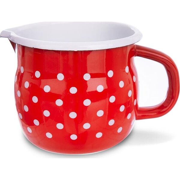 Orion Kubek emaliowany retro 0,8L CZERWONY W GROCHY uniwersalny