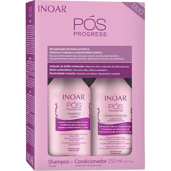 Inoar Rinkinys po procedūrų su keratinu INOAR Pos Progress Duo Kit: šampūnas 250 ml + kondicionierius 250 ml
