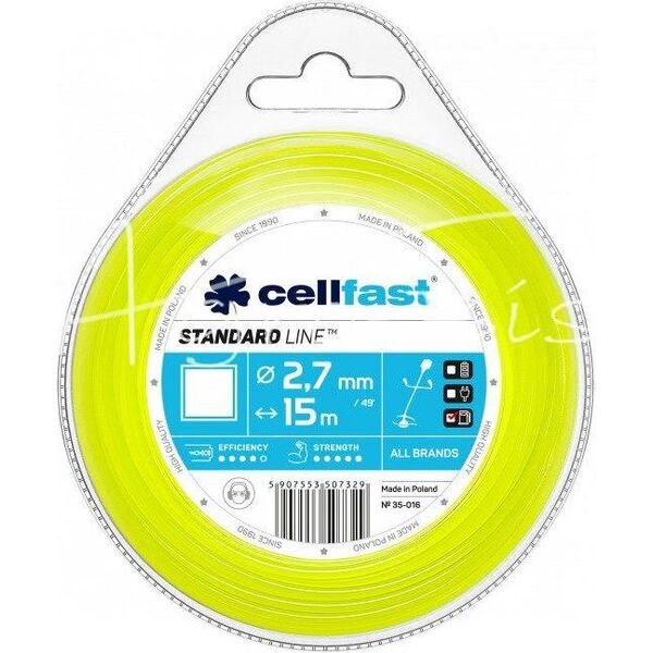 Cellfast żyłka tnąca standard 2,7mm / 15m, kwadrat (35-016)