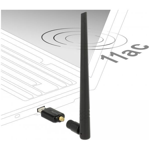 Antena Delock DELOCK WLAN-Stick USB3.0 Dualband 300Mbps + ext. Antenne