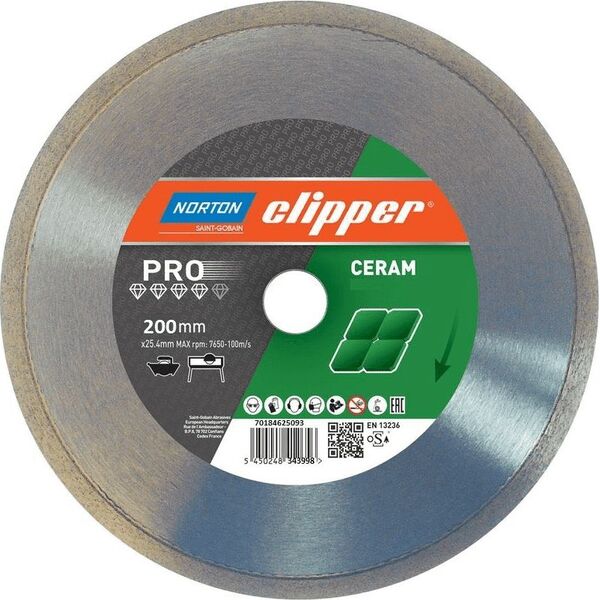 Norton Clipper CLIPPER tarcza diamentowa pełna PRO CERAMIC H10  200x25.4  (70184625093)