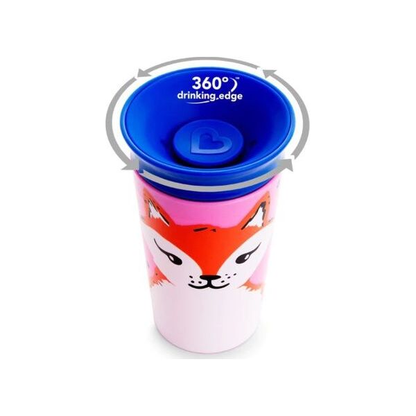 Munchkin Kubek niekapek 360 Eco Wildlove Lis 266ml różowy