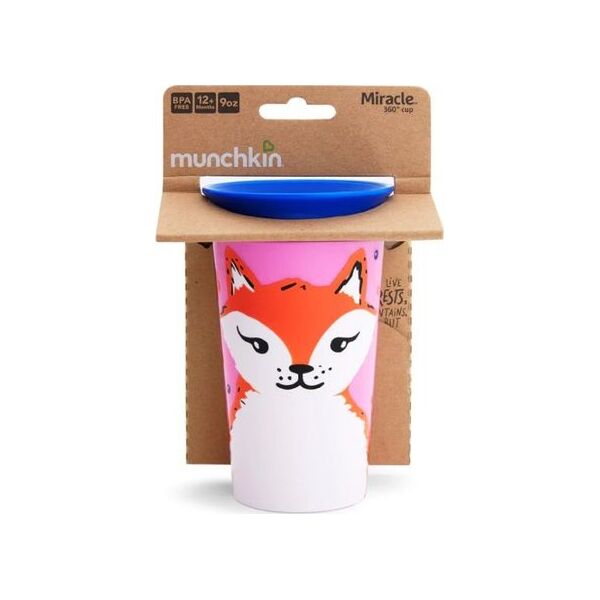Munchkin Kubek niekapek 360 Eco Wildlove Lis 266ml różowy