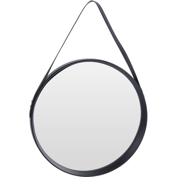 Home Styling Collection Lustro okrągłe na pasku 52cm czarne z paskiem LOFT uniwersalny