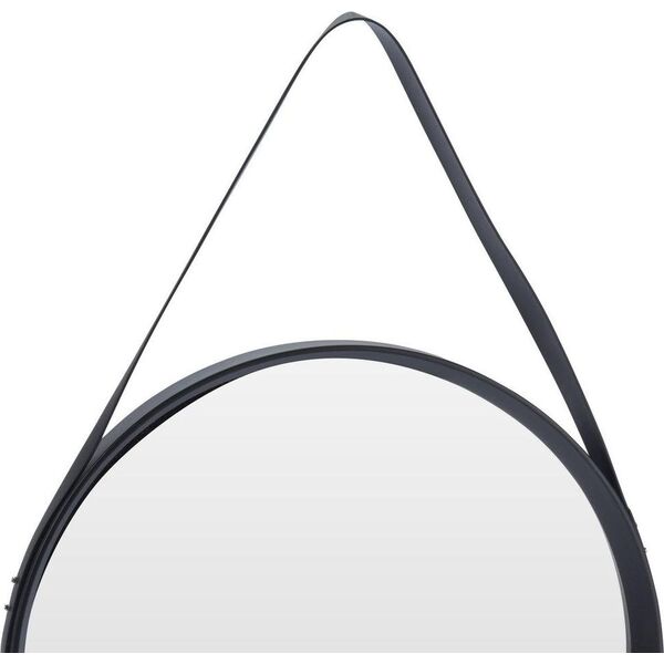 Home Styling Collection Lustro okrągłe na pasku 52cm czarne z paskiem LOFT uniwersalny