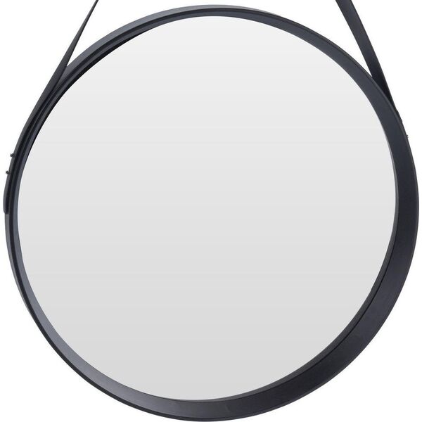 Home Styling Collection Lustro okrągłe na pasku 52cm czarne z paskiem LOFT uniwersalny