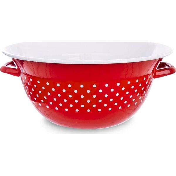 Orion Miska emaliowana retro CZERWONA W GROCHY 26 cm