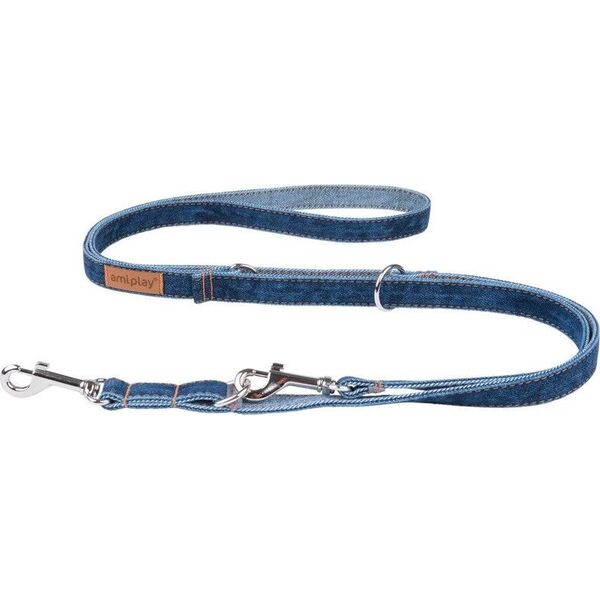 Amiplay Amiplay - smycz regulowana 6 in 1 dla psa, Jeans Denim, rozmiar S, 100-200 cm x 1 cm granatowy