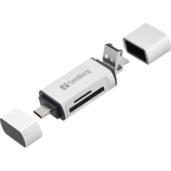 Adapter USB Sandberg Card Reader USB-C+USB+MicroUSB