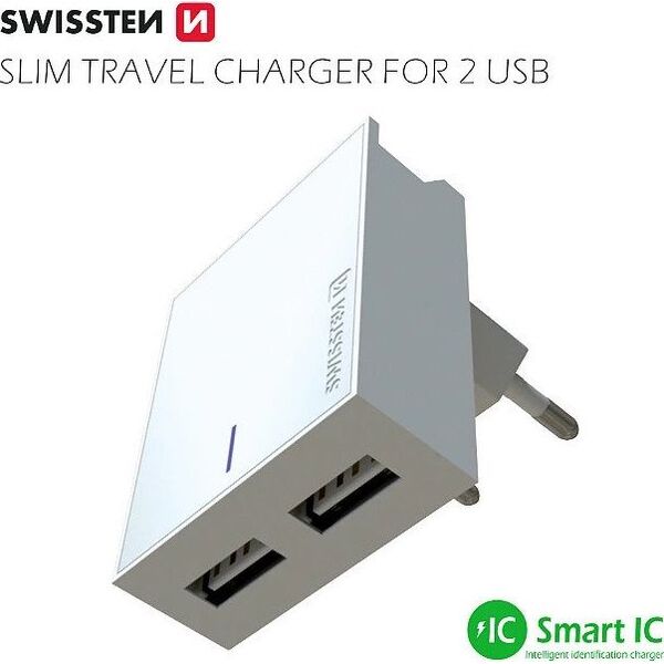 Ładowarka Swissten 2x USB-A 3 A (22032000)