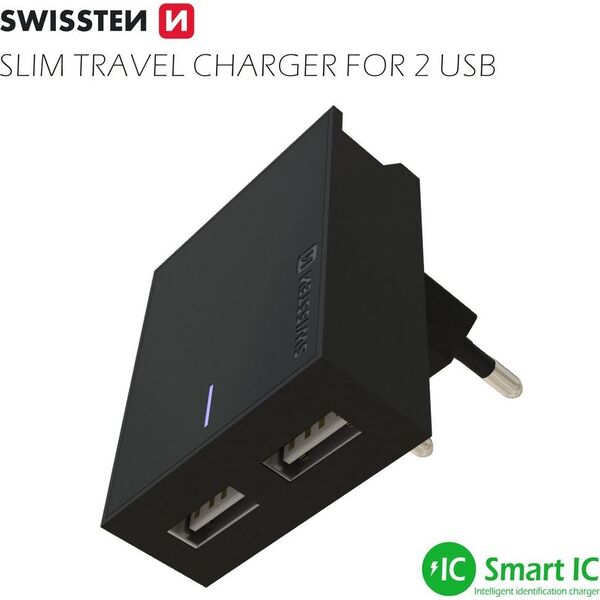 Ładowarka Swissten 2x USB-A 3 A (22031000)