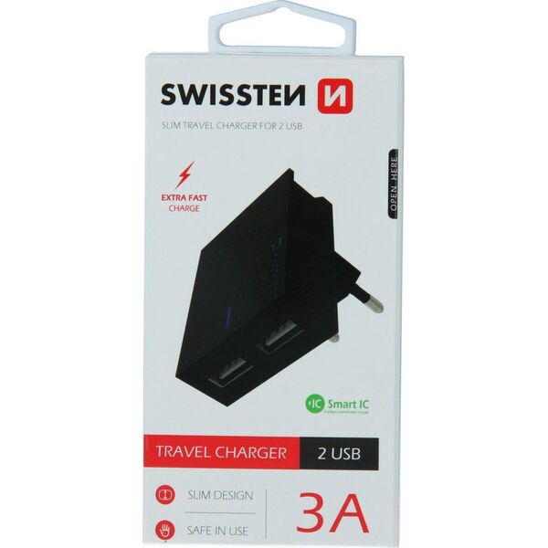 Ładowarka Swissten 2x USB-A 3 A (22031000)