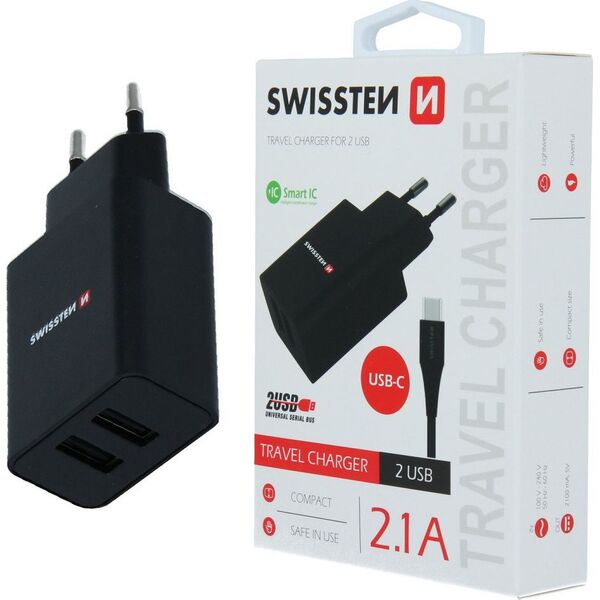 Ładowarka Swissten 2x USB-A 2.1 A (22054000)