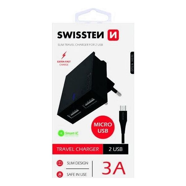 Ładowarka Swissten 2x USB-A 3 A (22042000)