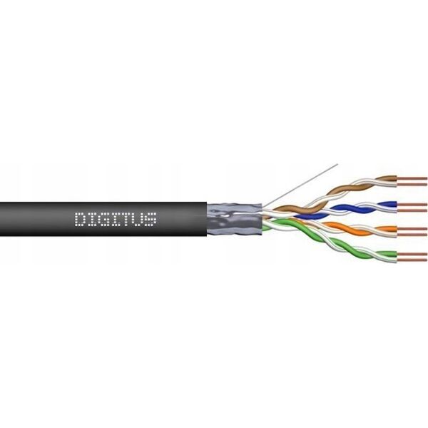 Digitus Kabel teleinformatyczny F/UTP kat.6 PE AWG 23/1 szpula czarny zewnętrzny żelowany DK-TP622 /305m/