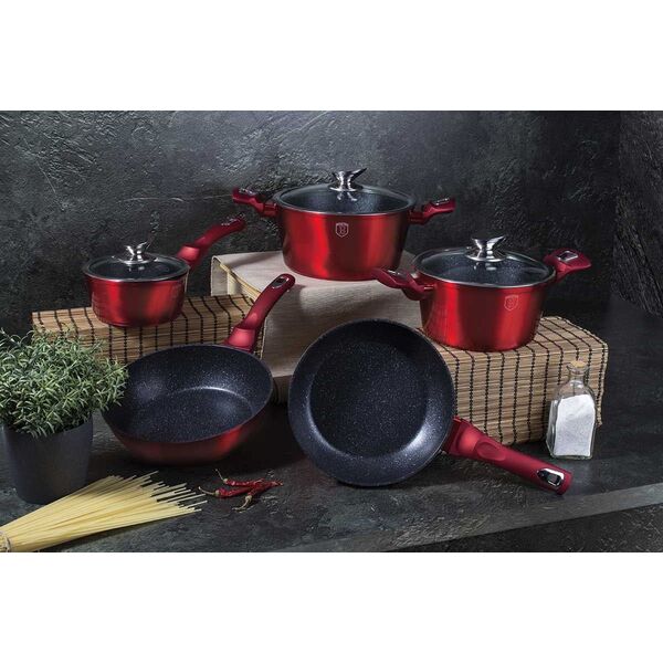 Berlinger Haus Zestaw garnków METALLIC BURGUNDY [BH-6162]