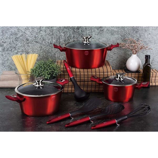 Berlinger Haus Zestaw garnków METALLIC BURGUNDY [BH-6162]