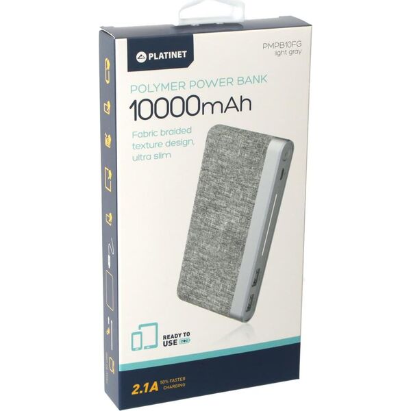 Powerbank Platinet Fabric Braided 10000mAh Szary