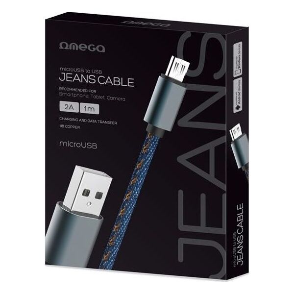 Kabel USB Omega USB-A - microUSB 1 m Niebieski (187289)
