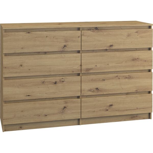Topeshop DUŻA KOMODA MALWA M8 140CM DĄB ARTISAN 8 SZUFLAD