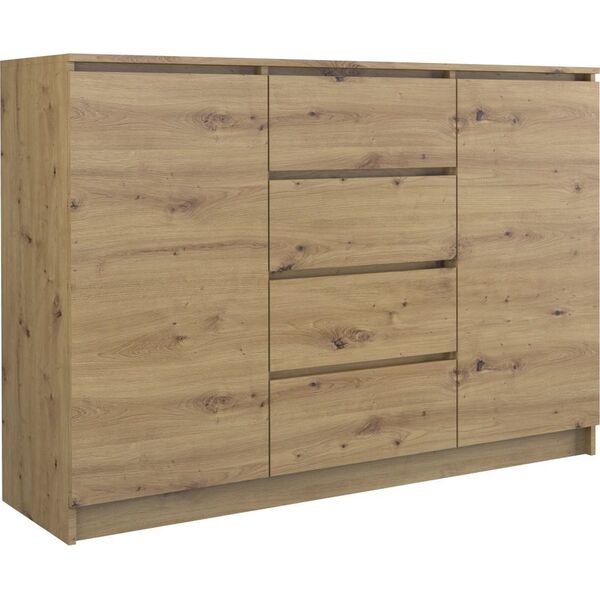 Topeshop komoda 2D4S 120cm dąb Artisan, drzwi szuflady (2D4S ARTISAN KPL)