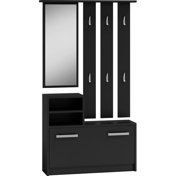 Topeshop GARDEROBA WIESZAK LUSTRO SZAFKA NA BUTY / CZARNY (GAR CZERŃ)