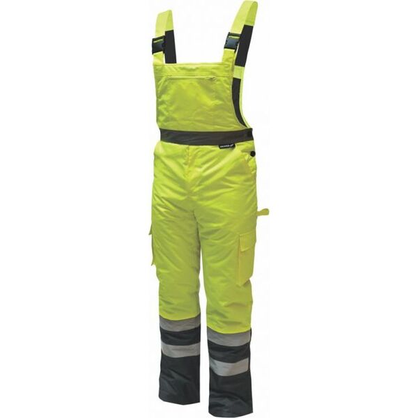 Dedra spodnie ocieplane odblaskowe ogrodniczki rozmiar XXXL, żółte (BH80SO1-XXXL)