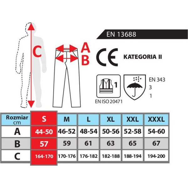 Dedra spodnie ocieplane odblaskowe rozmiar L, żółte (BH80SP1-L)