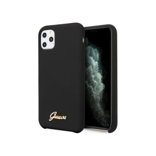 Guess Guess GUHCN58LSLMGBK iPhone 11 Pro black/czarny hard case Silicone Vintage Gold Logo