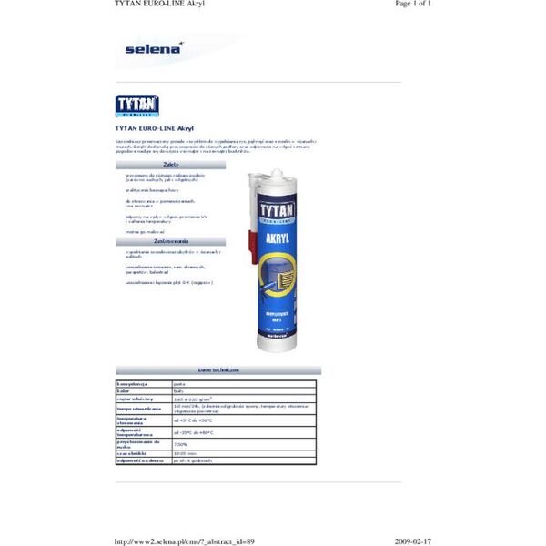Tytan AKRYL EURO-LINE 280ML BIAŁY