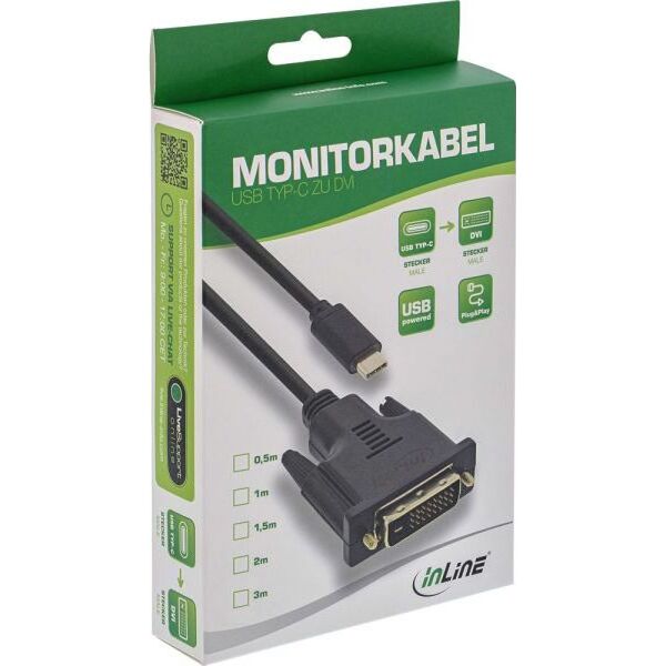 Kabel USB InLine USB-C - DVI-D 2 m Czarny (64132)