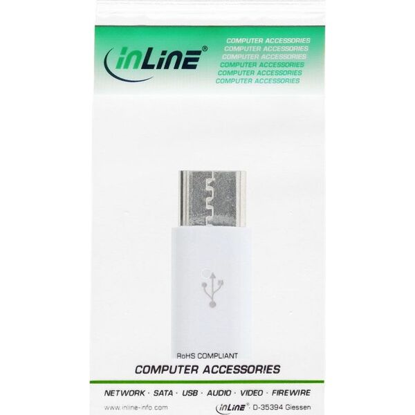 Adapter USB InLine microUSB - USB Biały  (33303I)