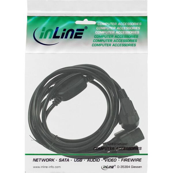 Kabel zasilający InLine InLine Kabel zasilający koniczynka do laptopa Y-Power 1x Typ F Wtyczka do wtyczki IEC 3x czarny 1m