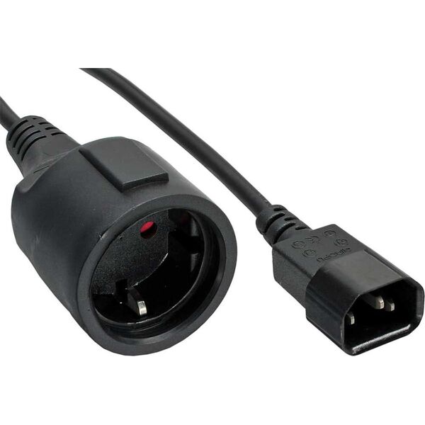 Kabel zasilający InLine InLine Kabel zasilający wtyczka C14 do niemieckiego gniazda typu F czarna 0.5m