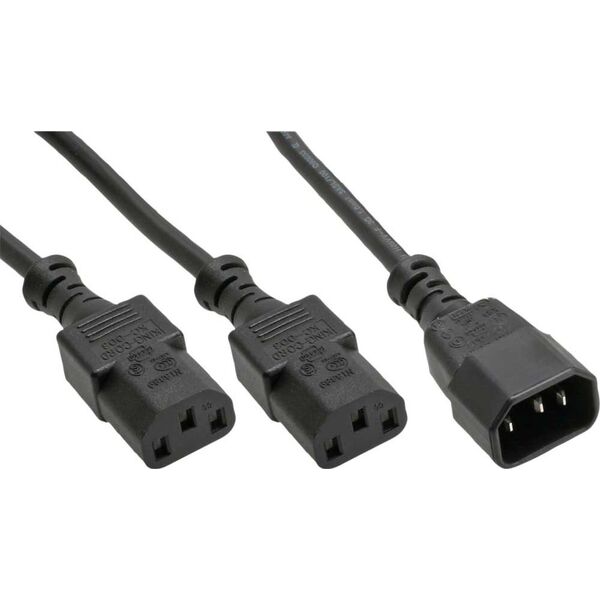 Kabel zasilający InLine InLine Power Kabel zasilający koniczynka do laptopa Typ F 1x IEC-C14 do 2x IEC-C13 3m