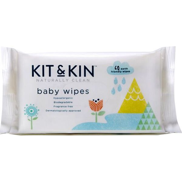 Kit and Kin Biodegradowalne bezzapachowe chusteczki nawilżane 60 szt.