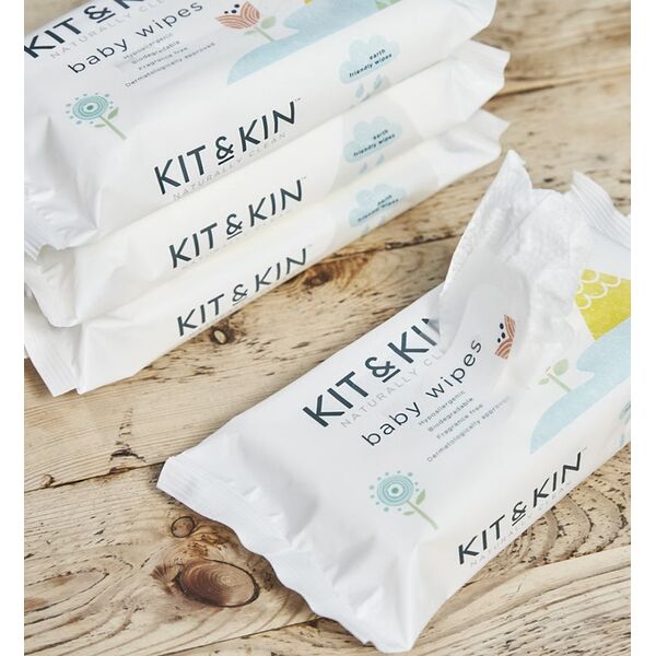 Kit and Kin Biodegradowalne bezzapachowe chusteczki nawilżane 60 szt.