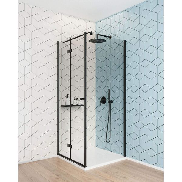 Deante ŚCIANKA STAŁA KERRIA PLUS NERO SZKŁO TRANSPARETNE Z POWŁOKĄ 80CM - NOWOŚĆ