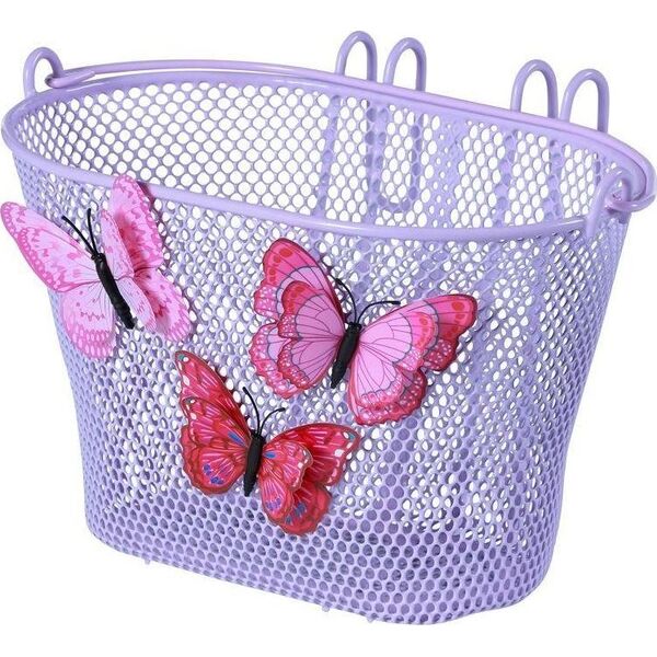 Basil Kosz na kierownicę BASIL JASMIN BASKET JUNIOR mocowanie na haki 12"-20", stalowy motyle fioletowy (NEW)