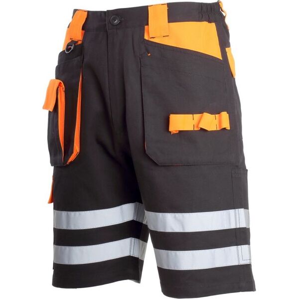 Lahti Pro spodenki krótkie czarno-pomarańczowe 100% bawełna z odblaskiem "2XL" (L4070605)