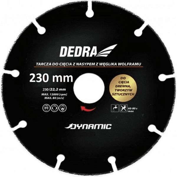 Dedra tarcza do cięcia drewna, tworzyw sztucznych 230mm/22,2 (HR1006)